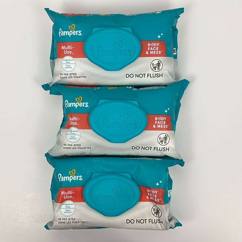 Pampers Multi-Use Baby Wipes 56 Ct Bundle of 3 Pop Top Packs Fragrance Free